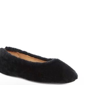 Aquatalia Brinley shearling ballet flats in black womens size 9